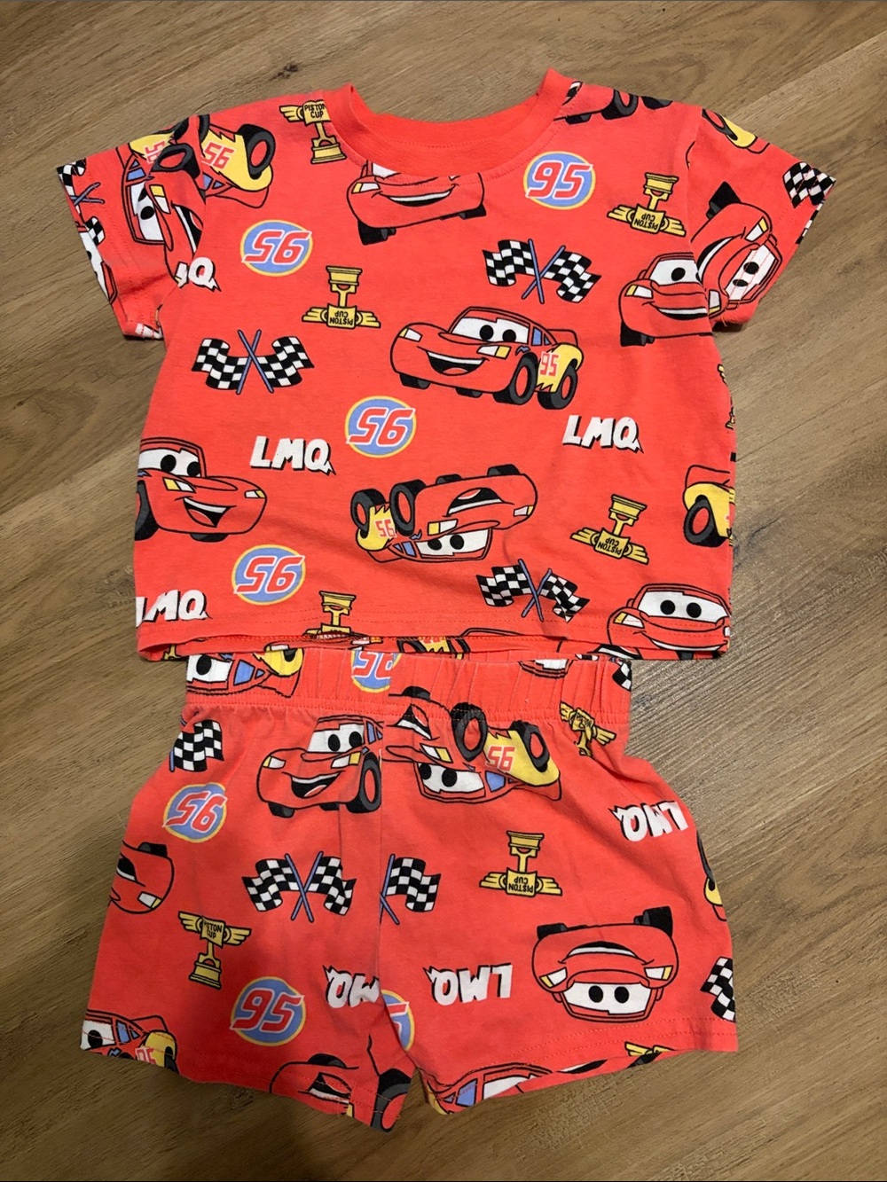 Lightning McQueen Pajama Shorts Set Size 24 Months EUC